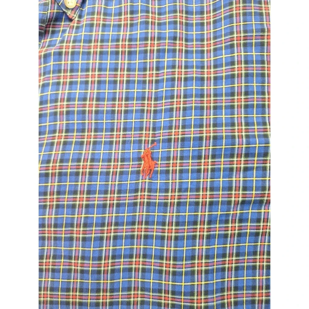 Polo Ralph Lauren Mens XL Blue Red Plaid Classic Fit Button Down Preppy Casual